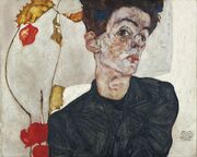 Self-Portrait with Physalis, Egon Schiele, 1912